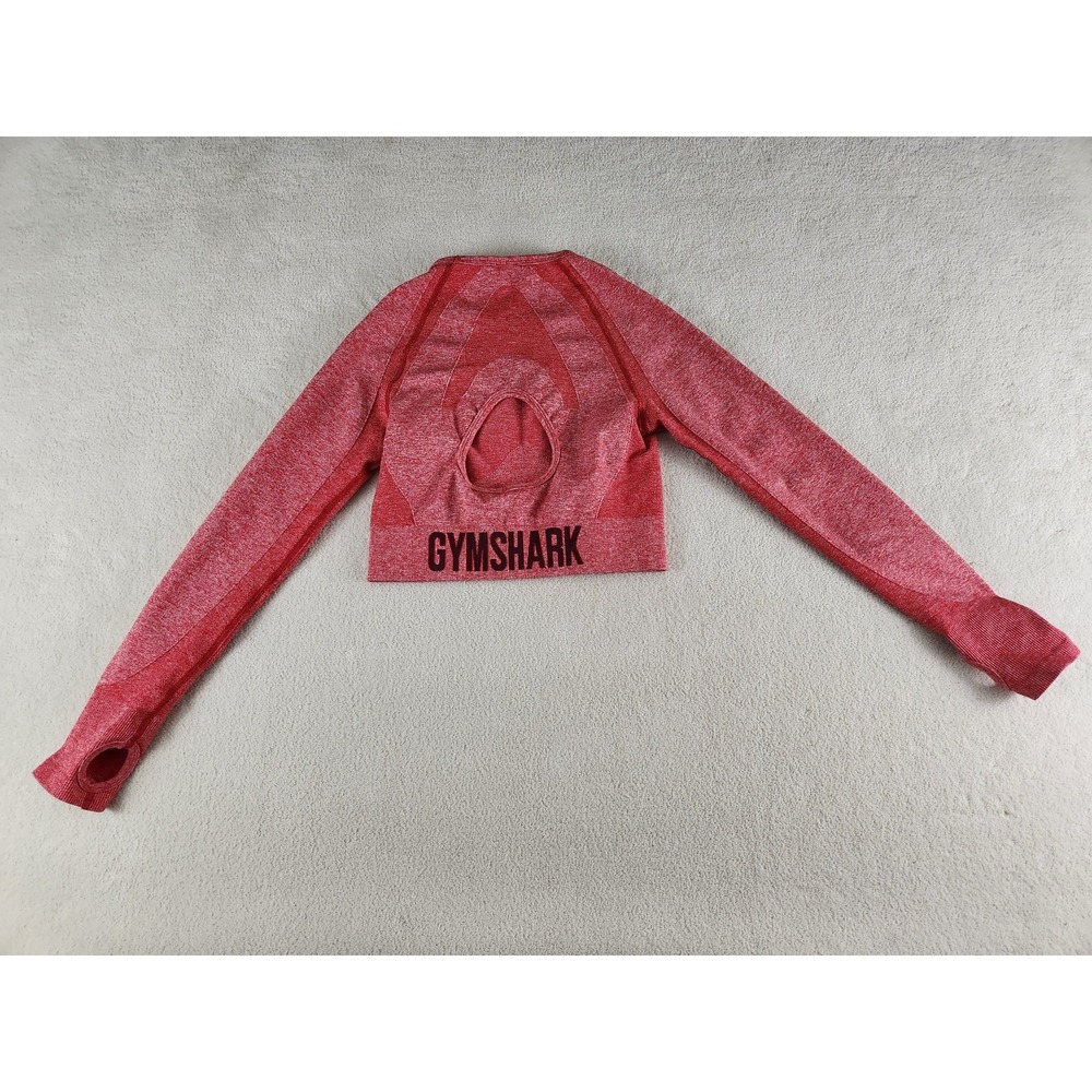 Red Gymshark Long Sleeve Crop Top Athletic Shirt Women's Size Large Keyhole Back - Picture 3 of 9